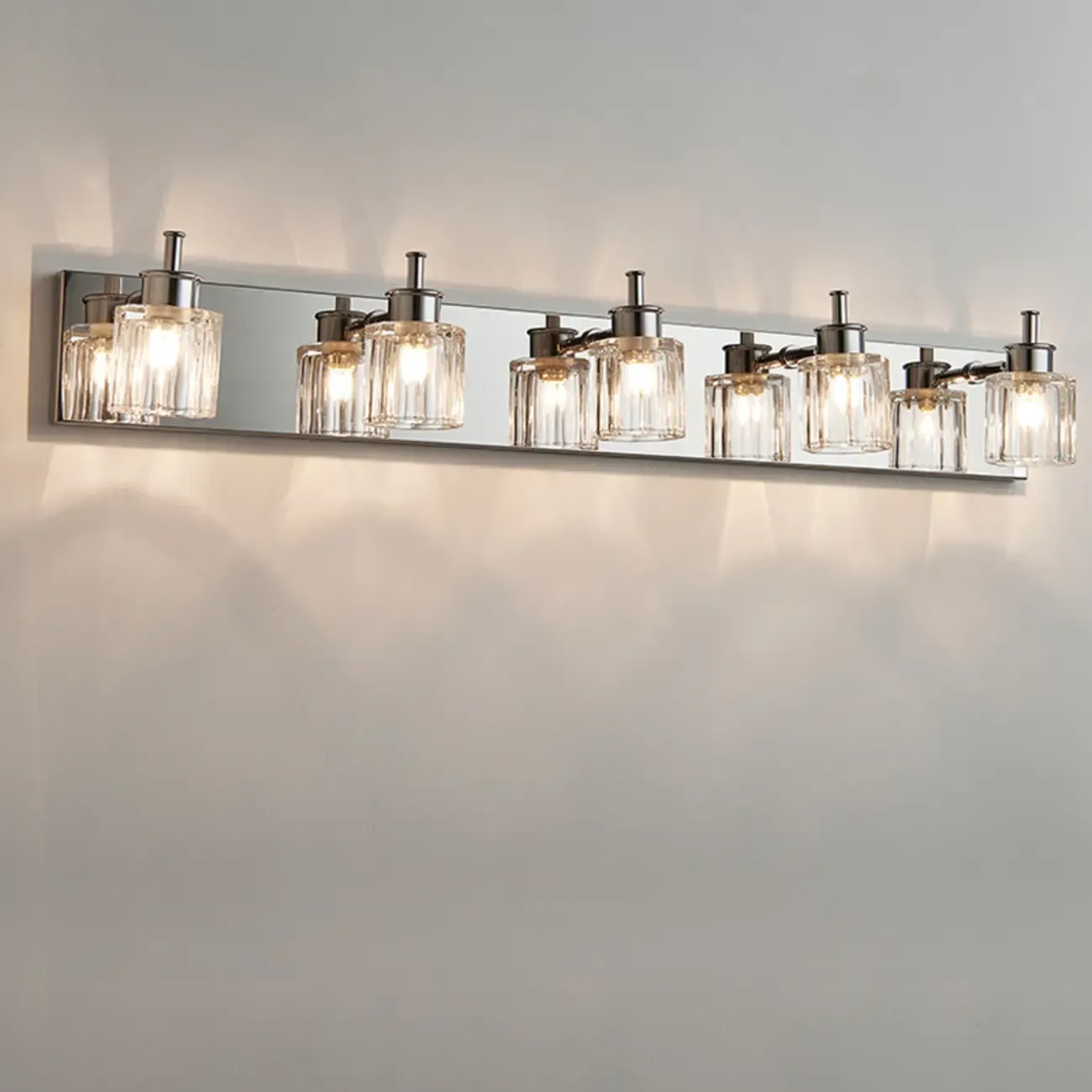 4 Bulb Vintage Bath Vanity Light with Brushed Nickel Shade Image - 8