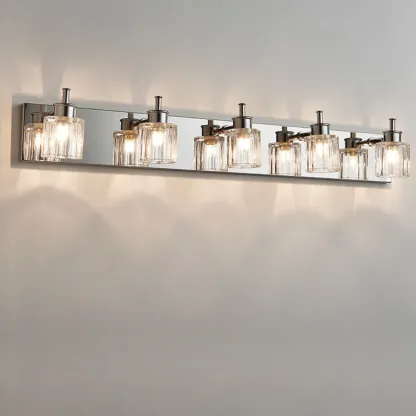 4 Bulb Vintage Bath Vanity Light with Brushed Nickel Shade Image - 8