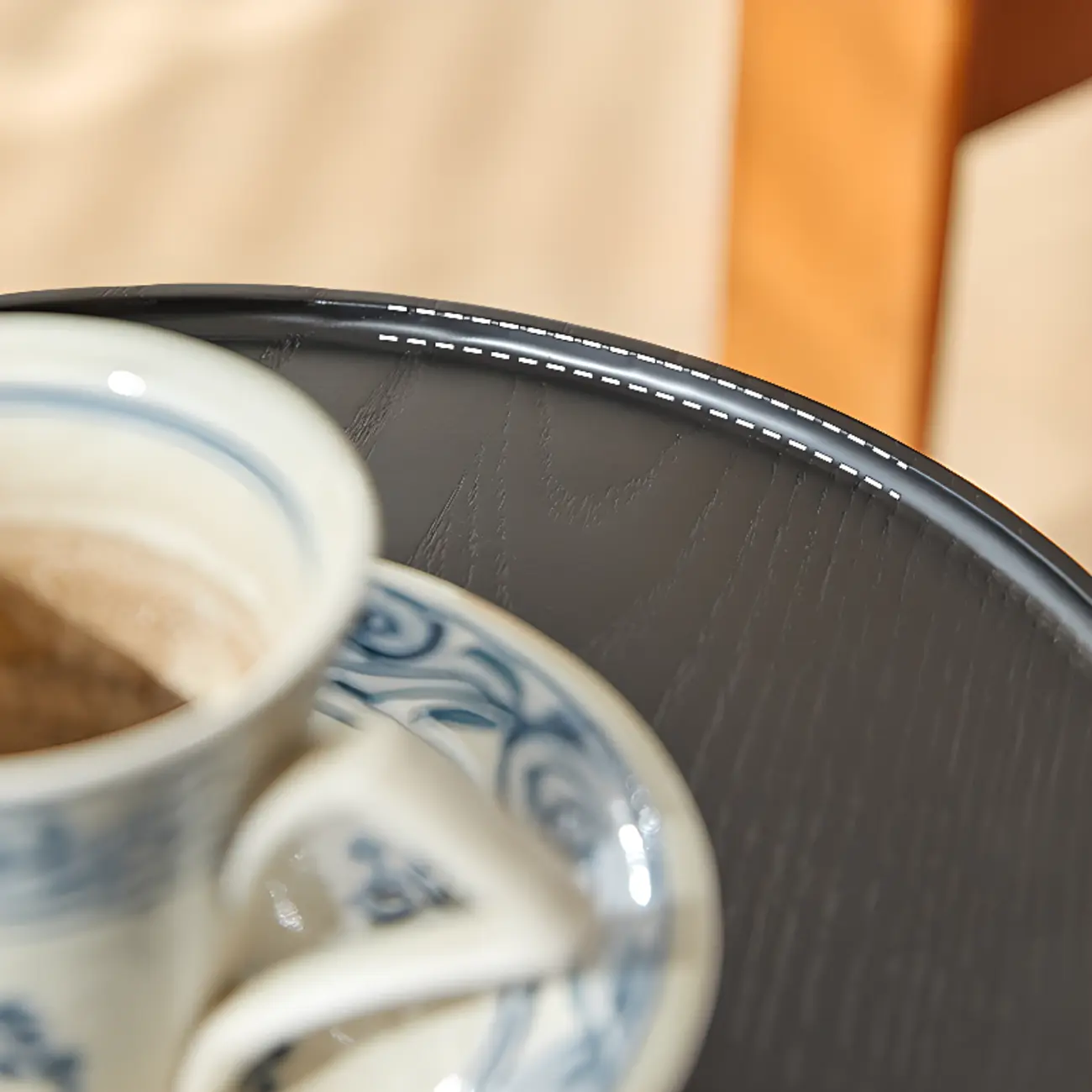 Wooden Tripod Round End Table with Tray Top for Living Room Image - 9 | homeyfad