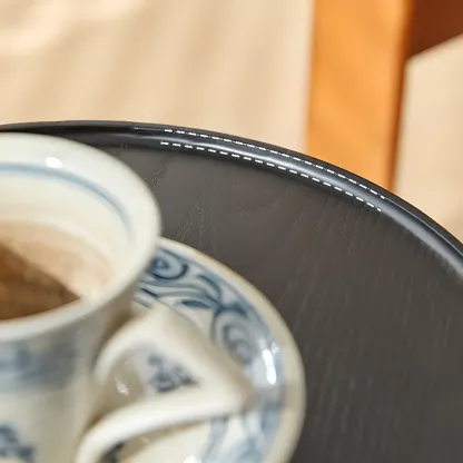 Wooden Tripod Round End Table with Tray Top for Living Room Image - 9