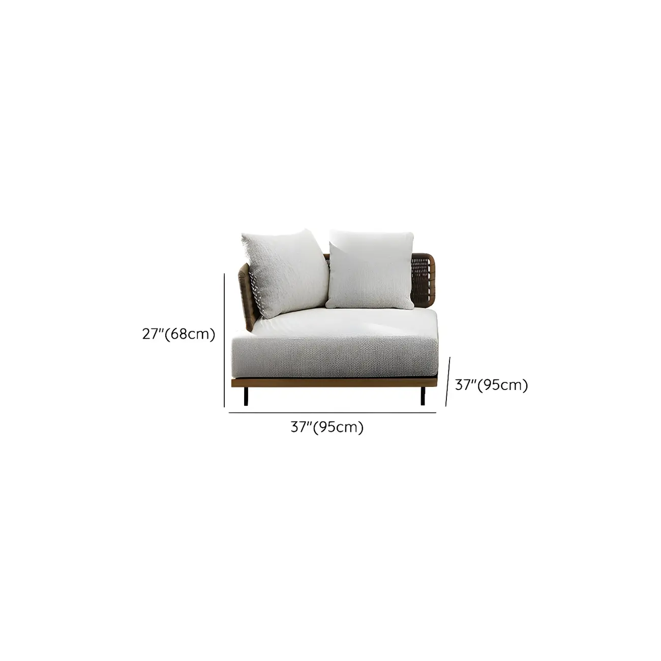 Modern Rattan WeavingOutdoor Sofa with Wood Base Image - 14 | homeyfad