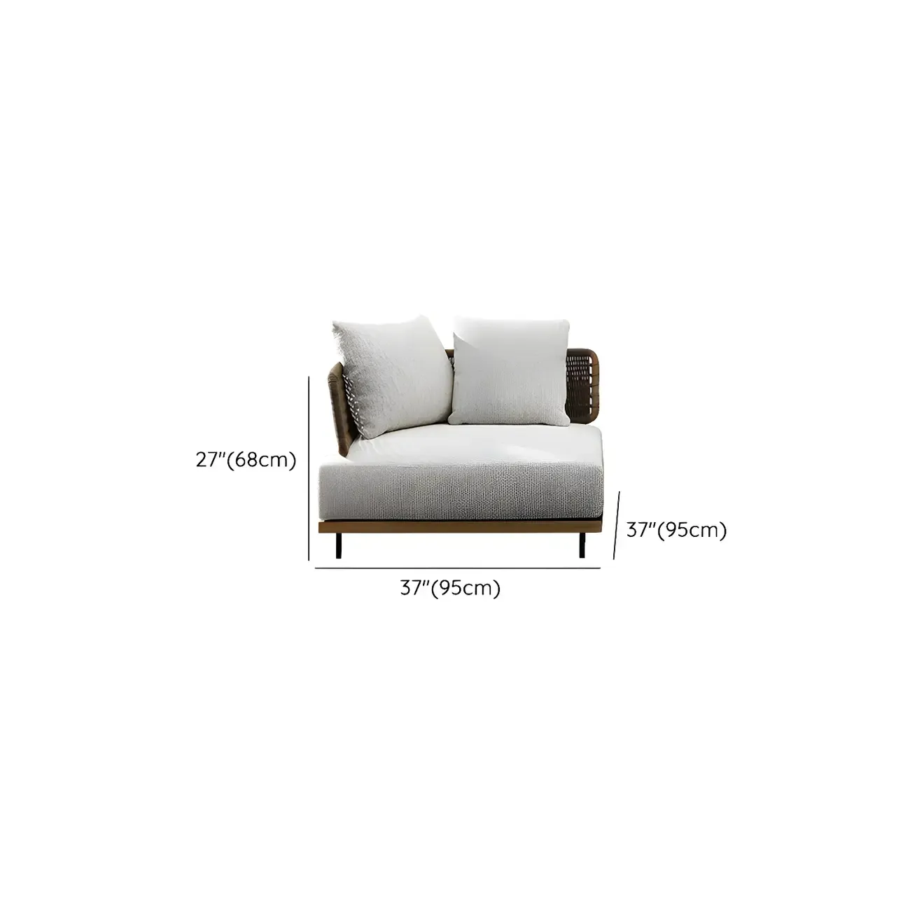 Modern Rattan WeavingOutdoor Sofa with Wood Base Image - 14