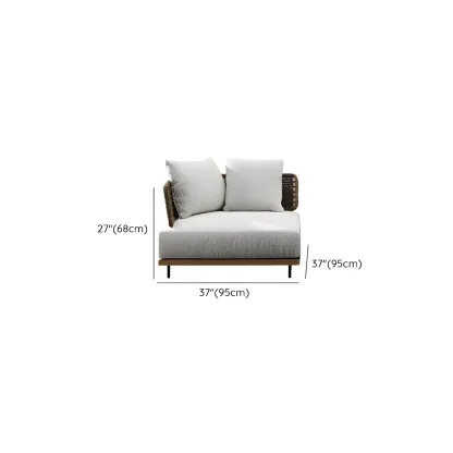 Modern Rattan WeavingOutdoor Sofa with Wood Base Image - 14