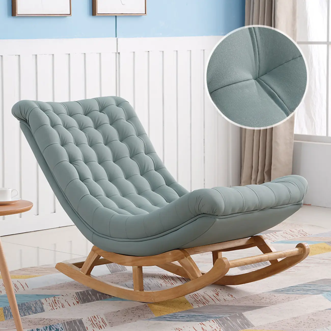 Modern Upholstered Ergonomic Rocking Chair with Ottoman Image - 1 | homeyfad