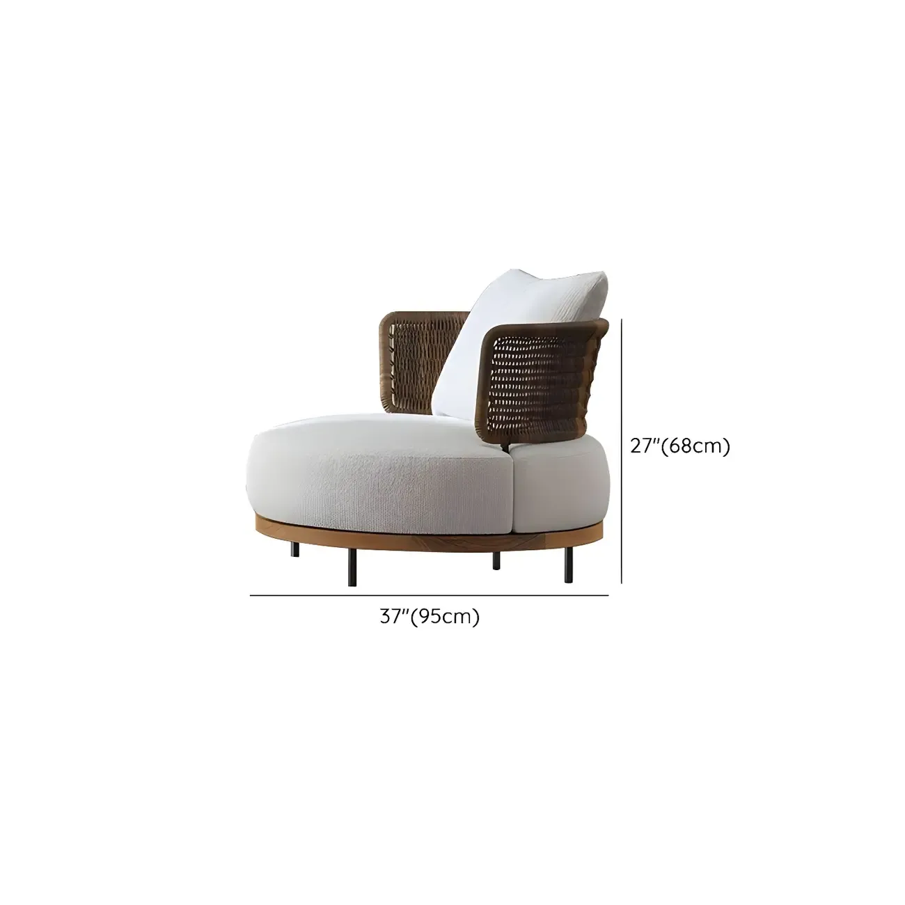 Modern Rattan WeavingOutdoor Sofa with Wood Base Image - 15