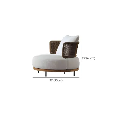 Modern Rattan WeavingOutdoor Sofa with Wood Base Image - 15