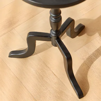 Wooden Tripod Round End Table with Tray Top for Living Room Image - 10