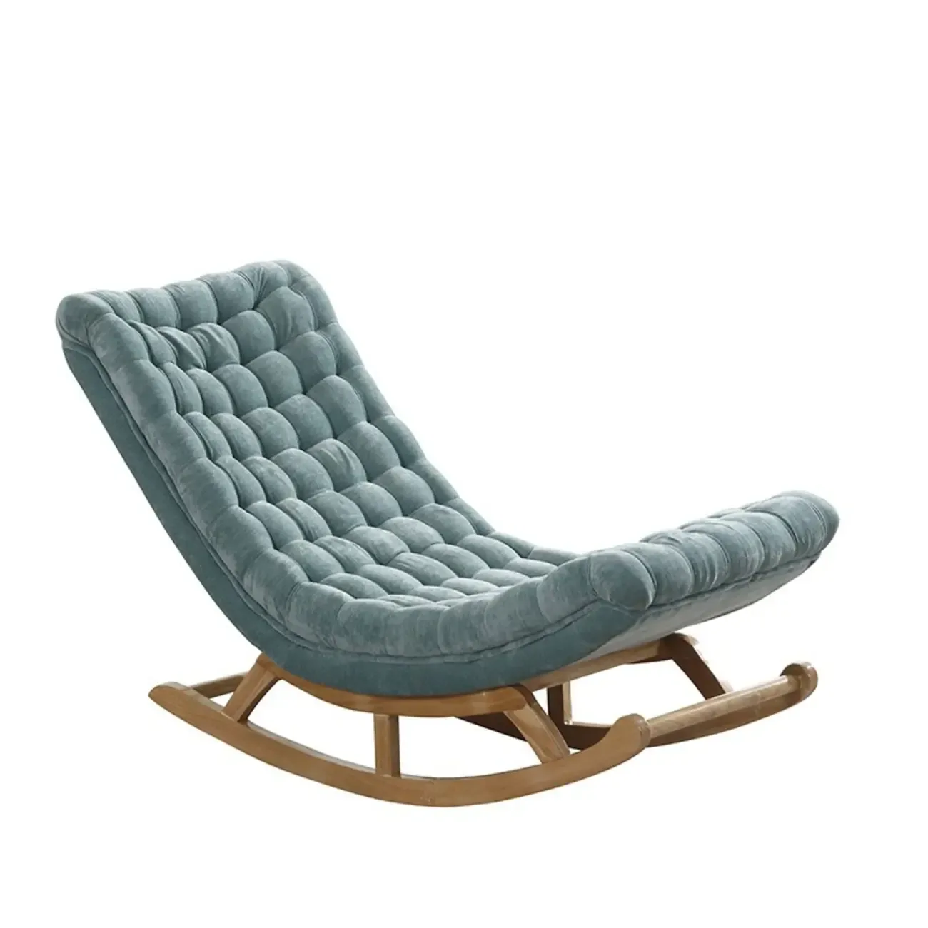 Modern Upholstered Ergonomic Rocking Chair with Ottoman Image - 2