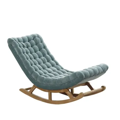 Modern Upholstered Ergonomic Rocking Chair with Ottoman Image - 2