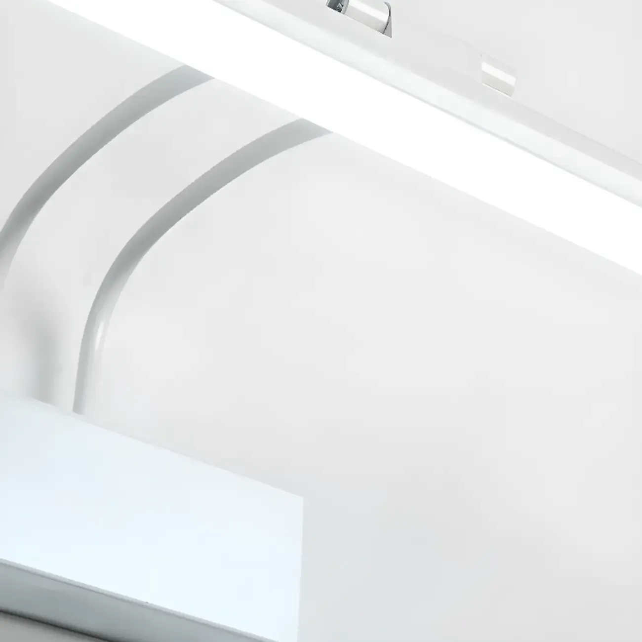 Modern White LED Bathroom Vanity Light with Wood Accent Image - 11