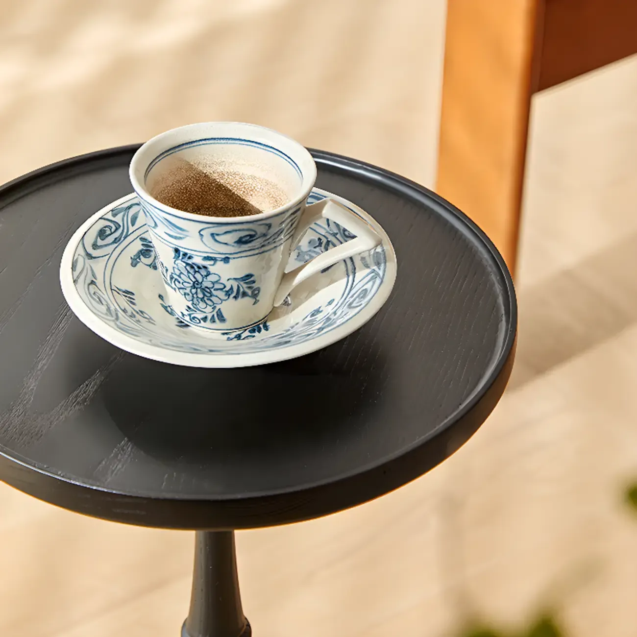 Wooden Tripod Round End Table with Tray Top for Living Room Image - 11