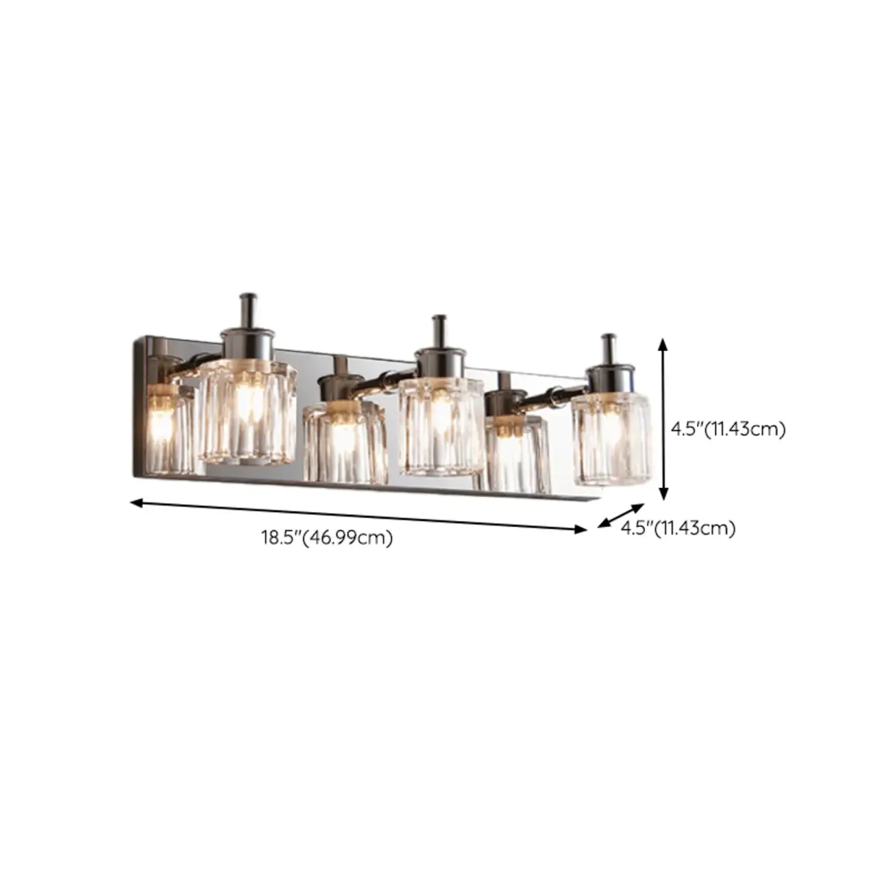 4 Bulb Vintage Bath Vanity Light with Brushed Nickel Shade #size