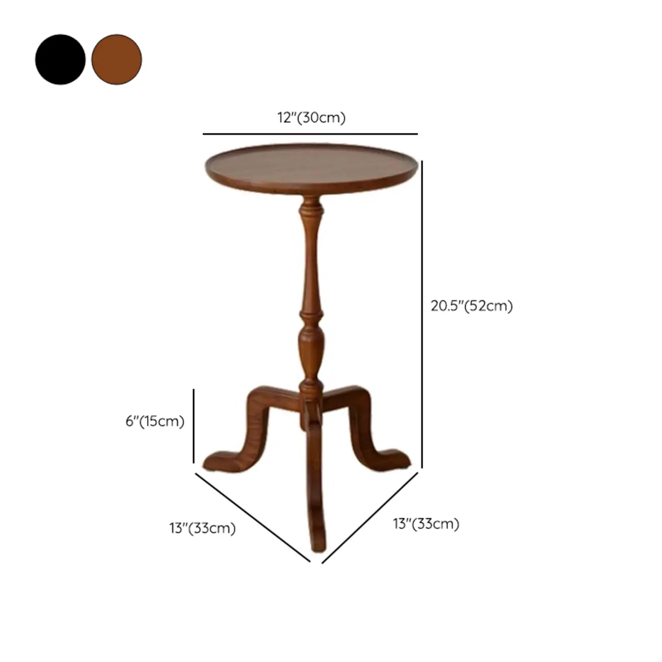 Wooden Tripod Round End Table with Tray Top for Living Room #size | homeyfad
