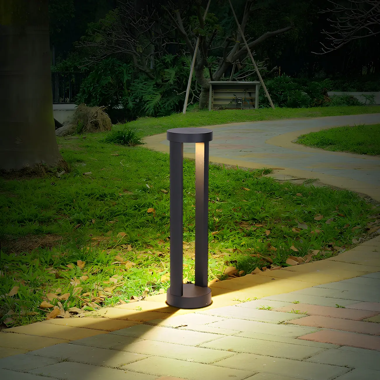 Modern Black Metal LED Bollard Light for Outdoor Pathway Image - 5 | homeyfad
