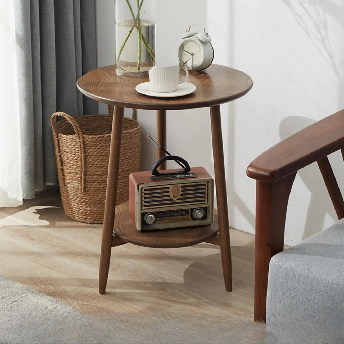 3-Leg Solid Wood Round Side Table