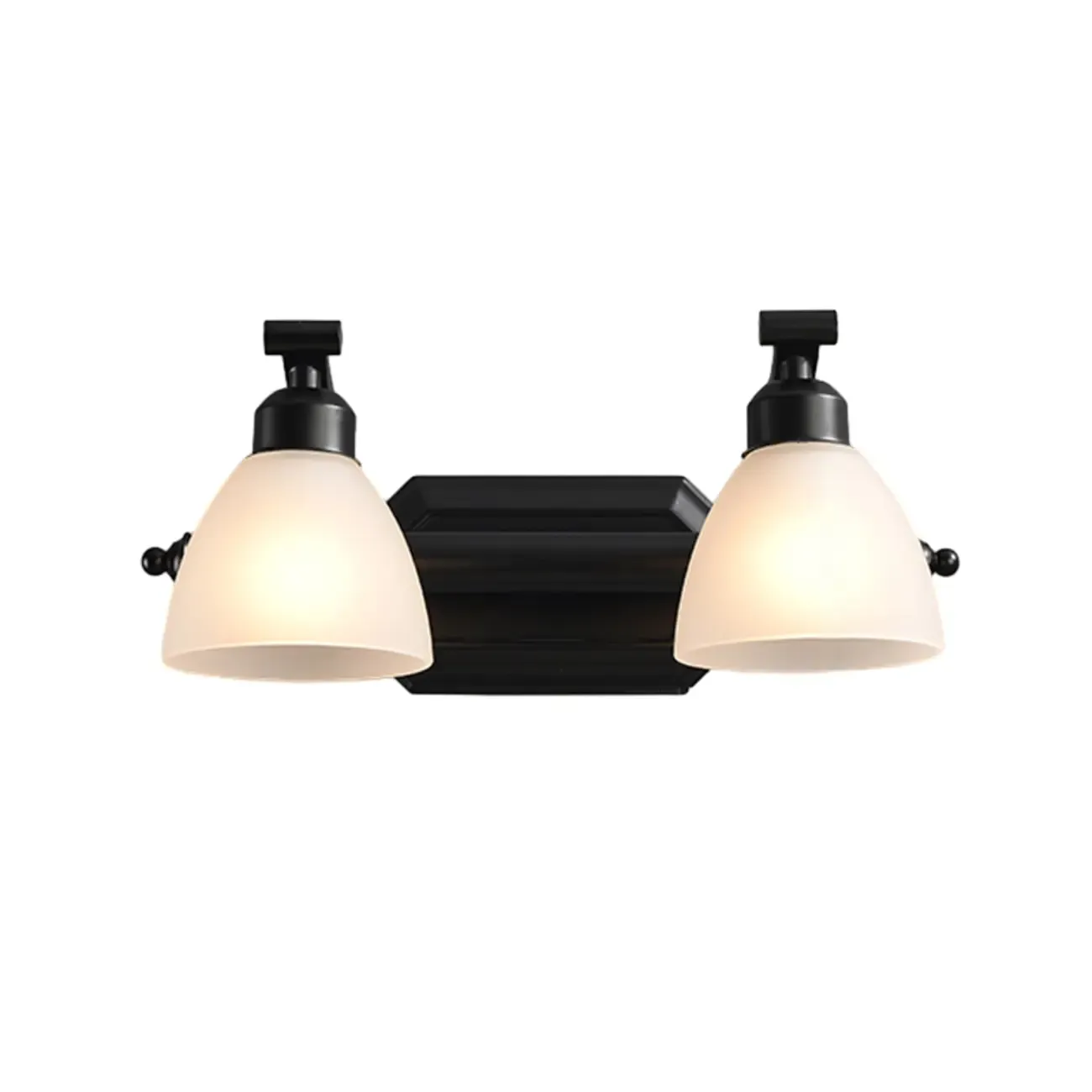 Retro Black 3 heads Vanity Light with White Glass Shades for Bathroom Image - 4
