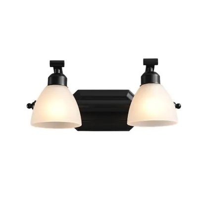 Retro Black 3 heads Vanity Light with White Glass Shades for Bathroom Image - 4