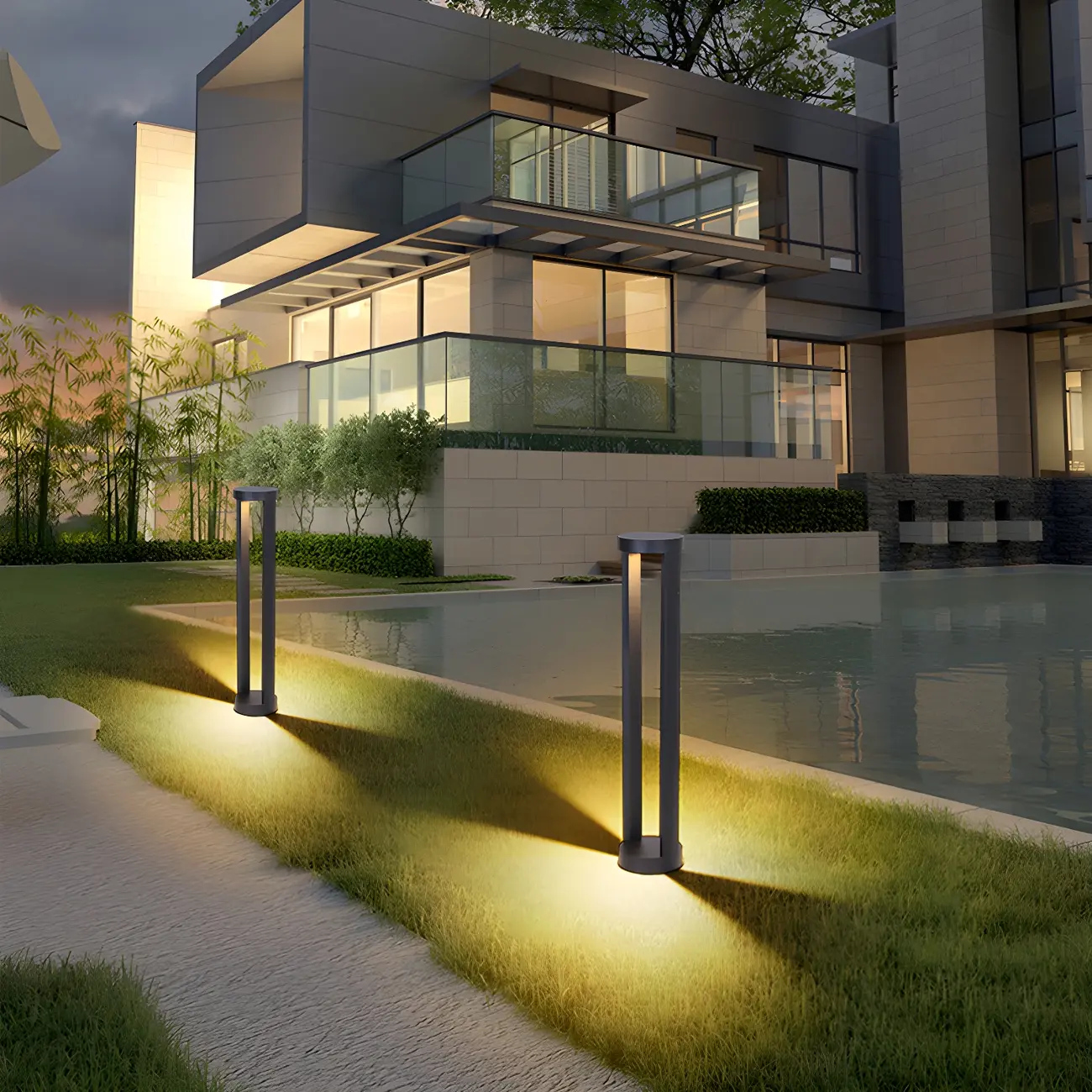 Modern Black Metal LED Bollard Light for Outdoor Pathway Image - 6 | homeyfad