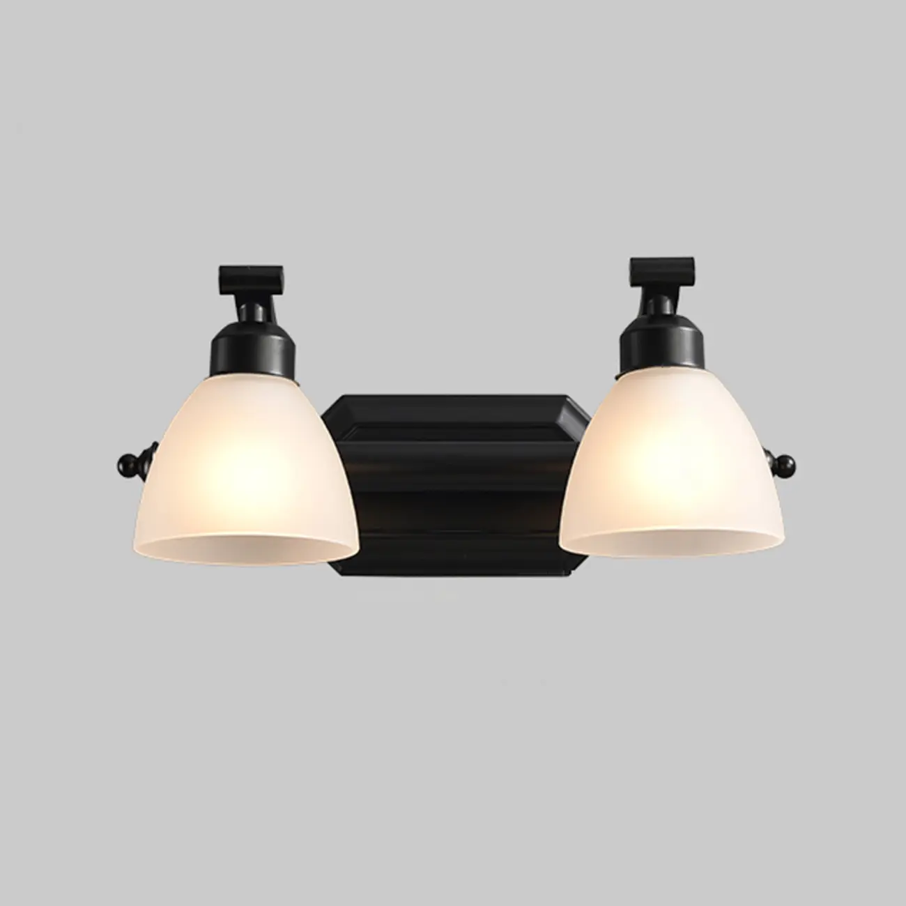 Retro Black 3 heads Vanity Light with White Glass Shades for Bathroom Image - 5 | homeyfad