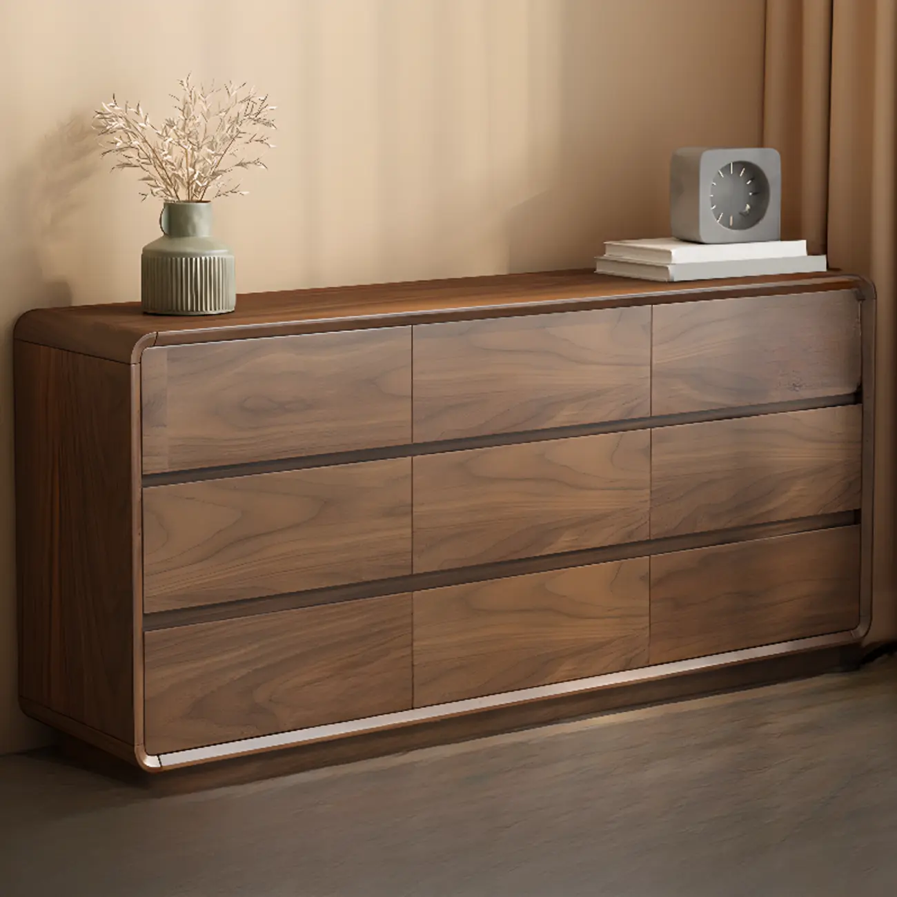 Modern Wood Dresser in Brown with 9 Drawer Storage Image - 1 | homeyfad
