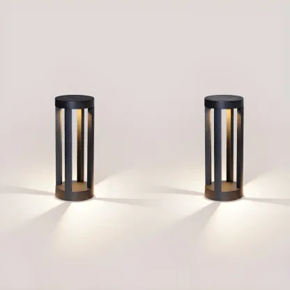 Modern Black Metal LED Bollard Light for Outdoor Pathway Image - 8