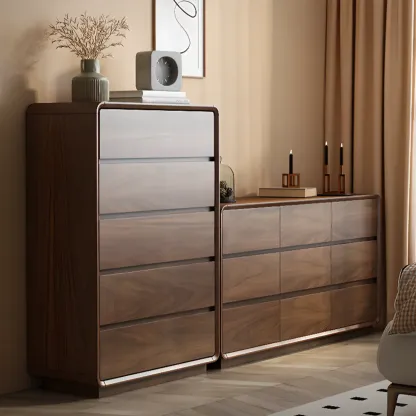 Modern Wood Dresser in Brown with 9 Drawer Storage Image - 3