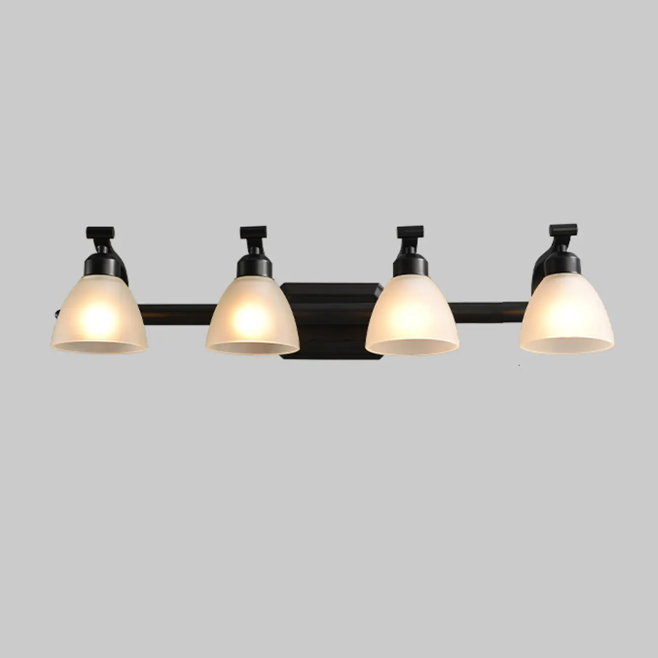 Retro Black 3 heads Vanity Light with White Glass Shades for Bathroom Image - 7 | homeyfad