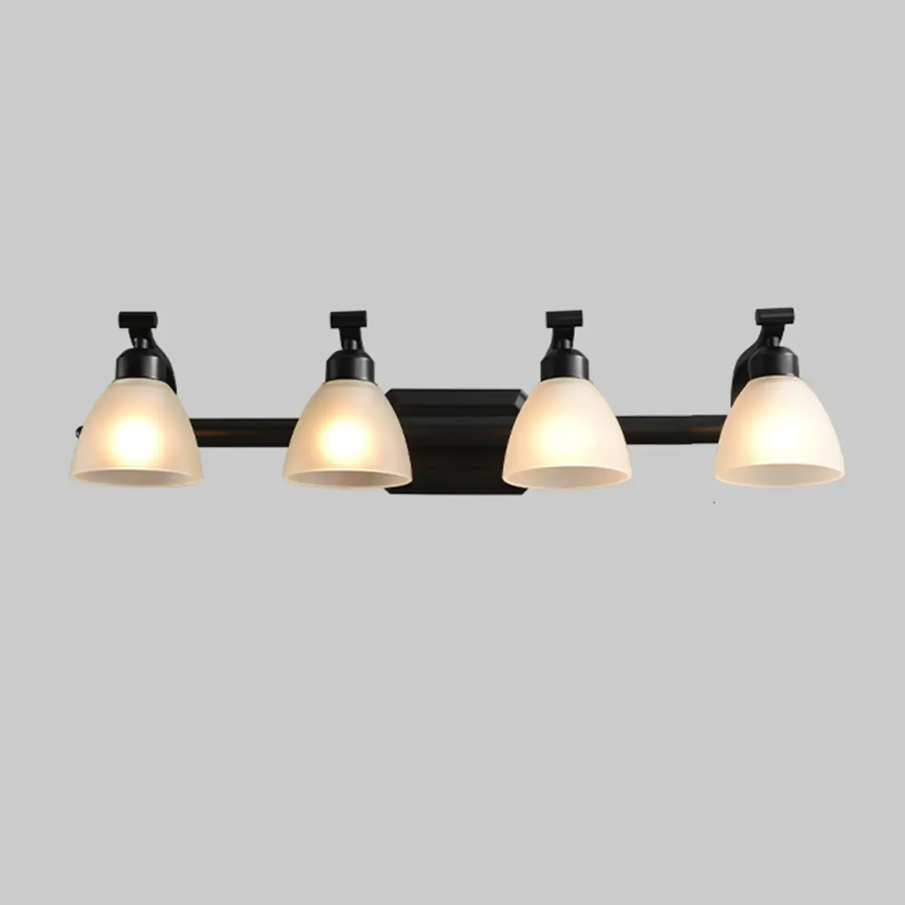 Retro Black 3 heads Vanity Light with White Glass Shades for Bathroom Image - 7