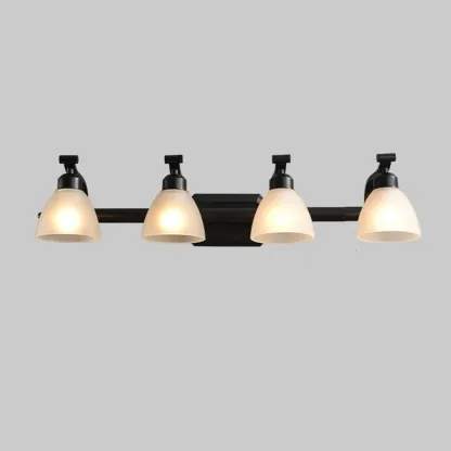 Retro Black 3 heads Vanity Light with White Glass Shades for Bathroom Image - 7