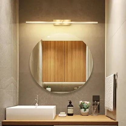 1-Light Linear Golden LED Vanity Light for Bathroom Decor Image - 3