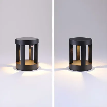 Modern Black Metal LED Bollard Light for Outdoor Pathway Image - 9