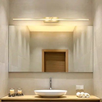 1-Light Linear Golden LED Vanity Light for Bathroom Decor Image - 4