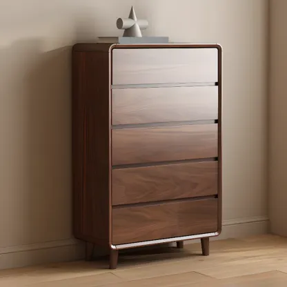 Modern Wood Dresser in Brown with 9 Drawer Storage Image - 4