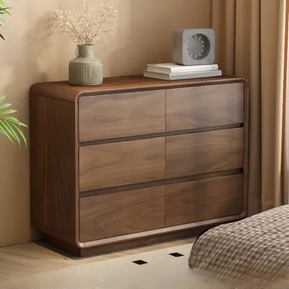 Modern Wood Dresser in Brown with 9 Drawer Storage Image - 5