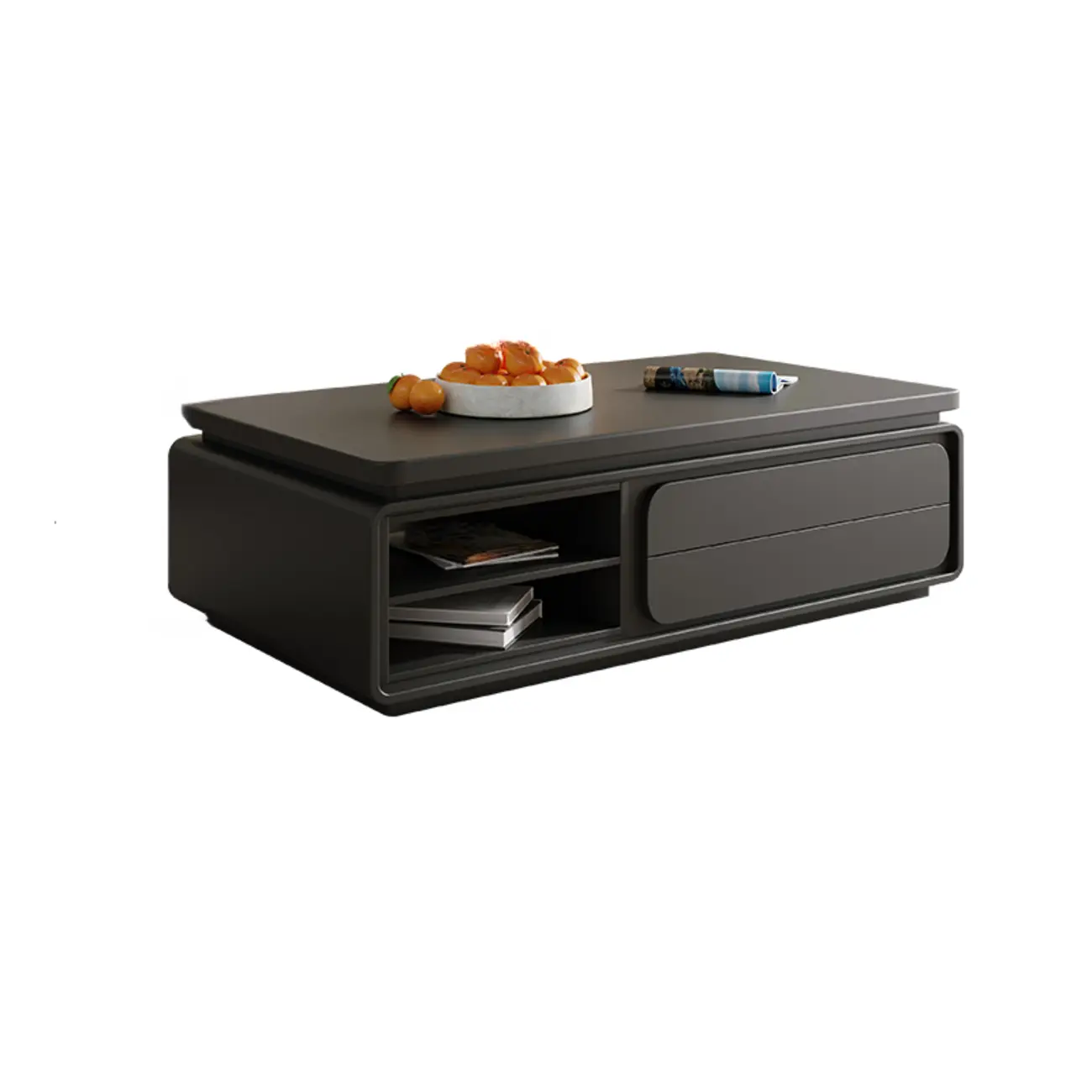 Modern Black Wooden Rectangular Coffee Table with Drawers Image - 3 | homeyfad