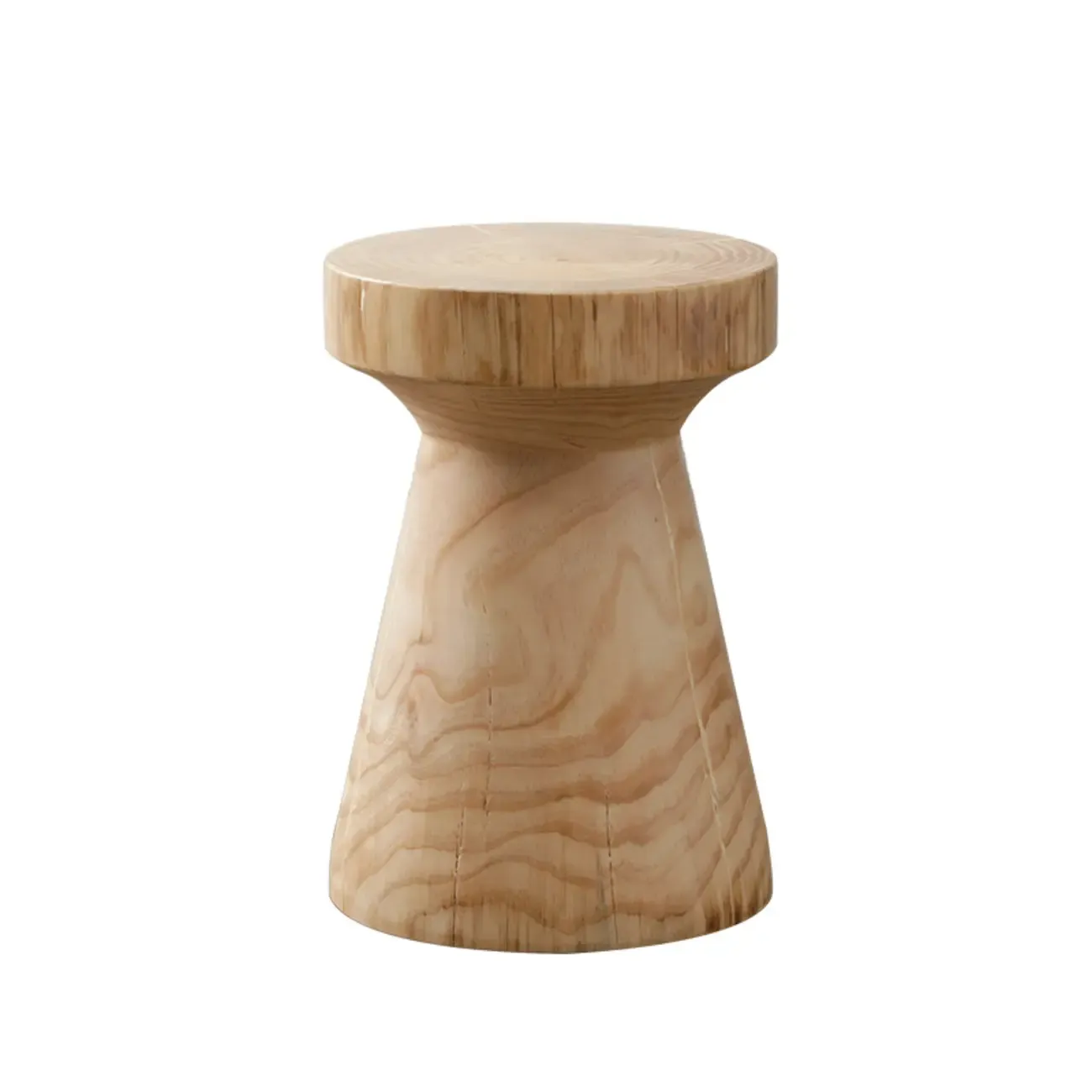 Natural Pine Small Wood Round End Table for Living Room Image - 7