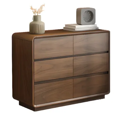 Modern Wood Dresser in Brown with 9 Drawer Storage Image - 7