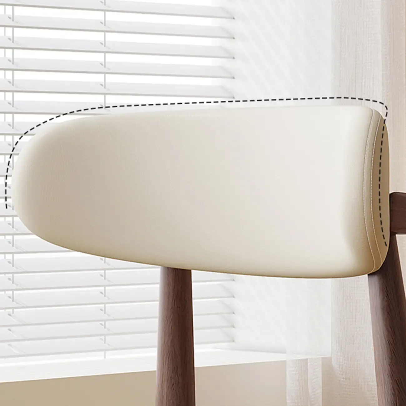 Scandinavian Faux Leather Dining Chair with Wooden Frame and Curved Back Image - 4