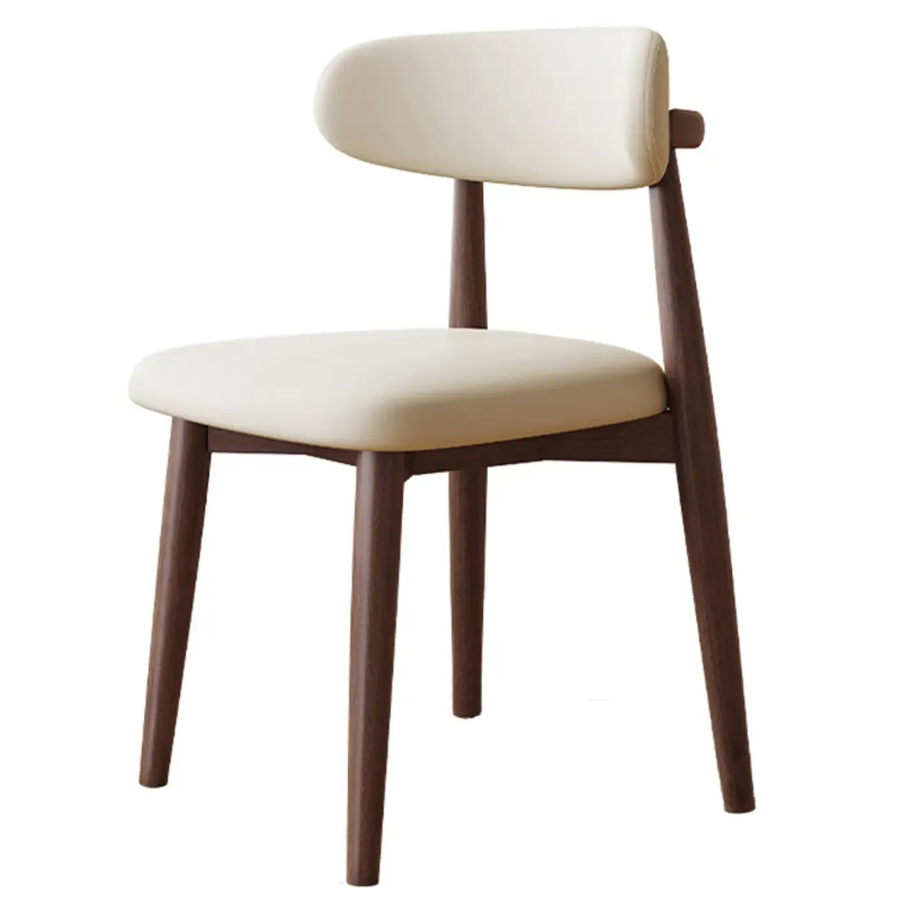 Scandinavian Faux Leather Dining Chair with Wooden Frame and Curved Back Image - 5