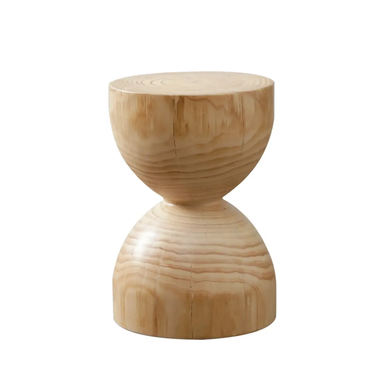  Natural Pine Small Wood Round End Table for Living Room Image - 9