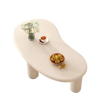 Modern White Irregular Small Coffee Table for Easy Assembly  Image - 6