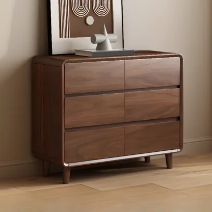 Modern Wood Dresser in Brown with 9 Drawer Storage Image - 8