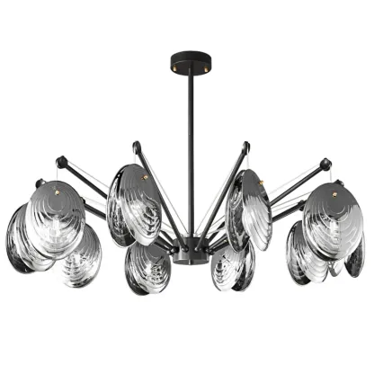 Modern Gray Metal Silver Shell Adjustable Chandeliers Image - 8