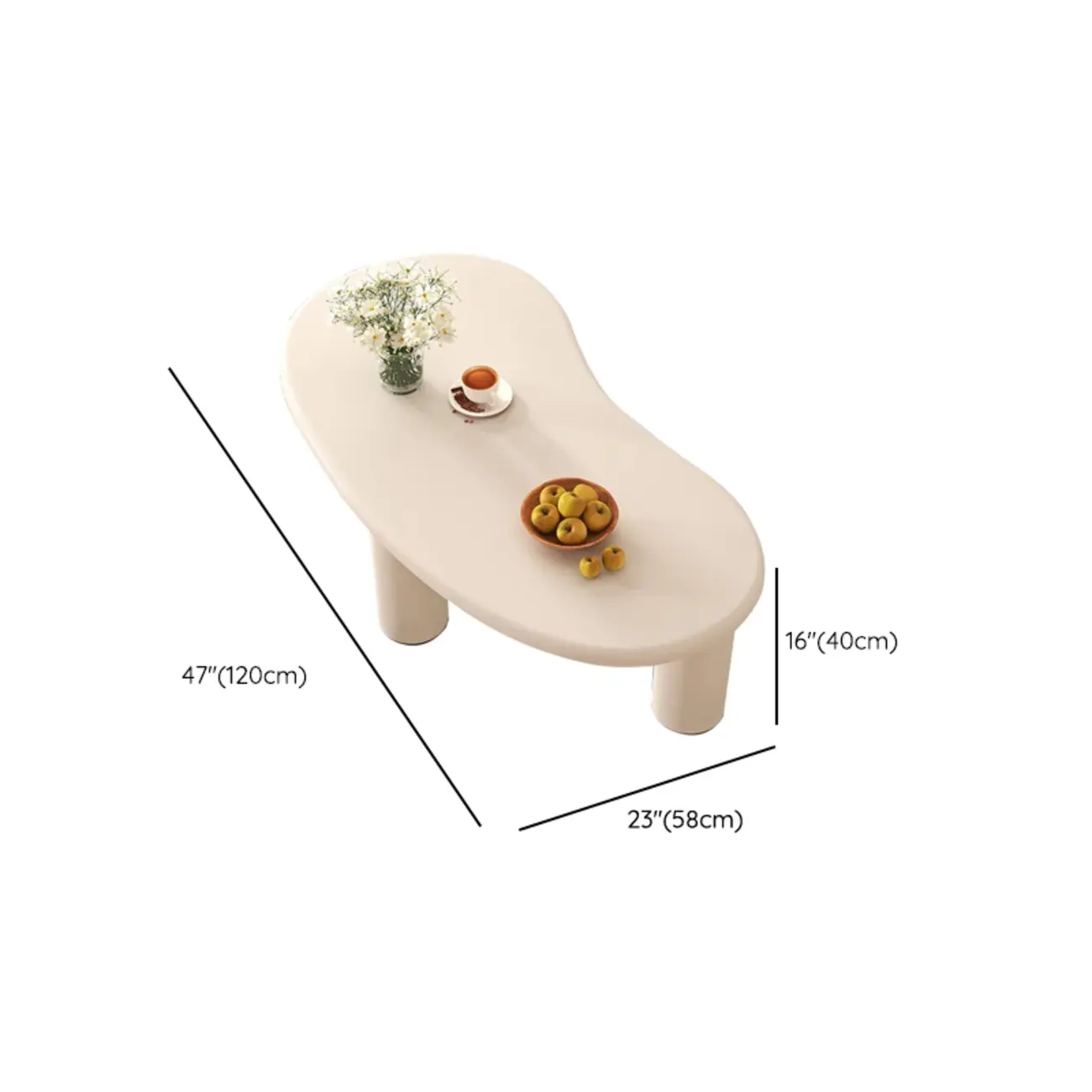 Modern White Irregular Small Coffee Table for Easy Assembly  #size