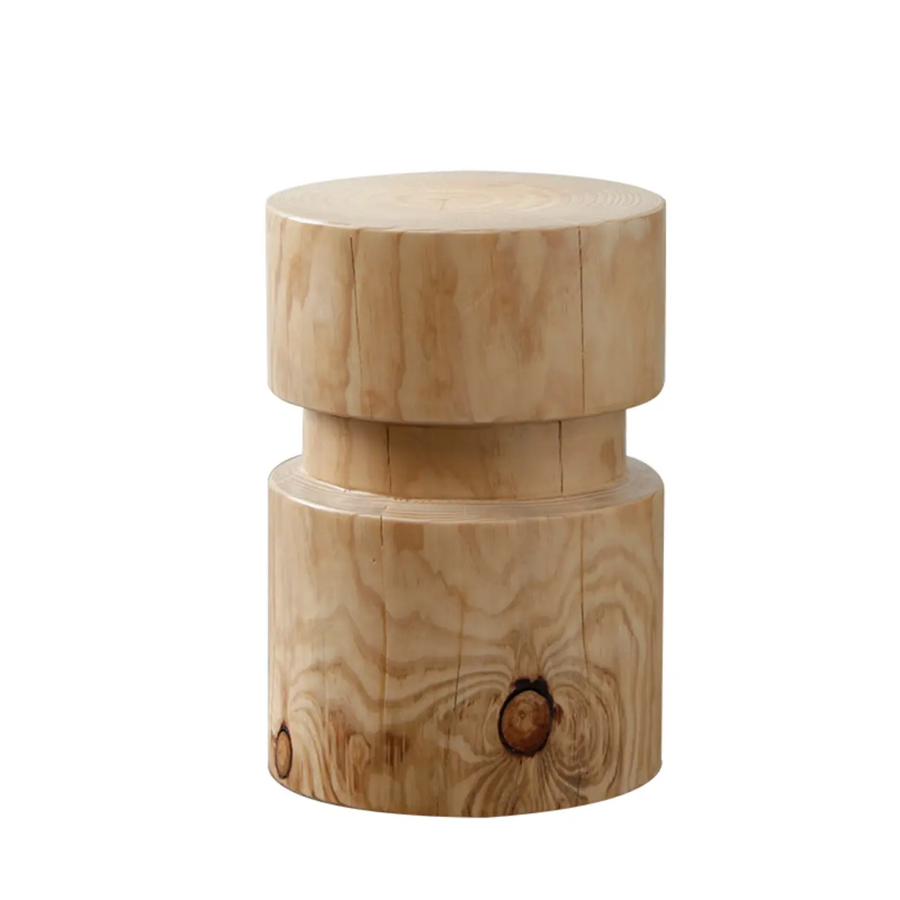  Natural Pine Small Wood Round End Table for Living Room Image - 11 | homeyfad