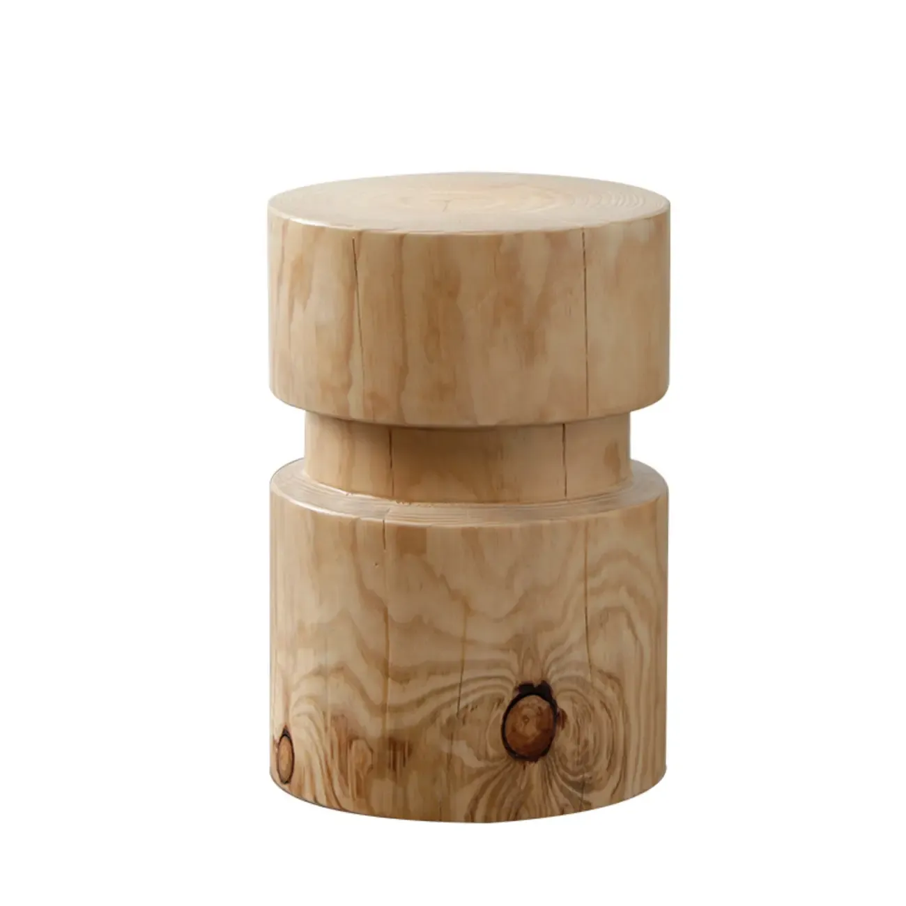 Natural Pine Small Wood Round End Table for Living Room Image - 11