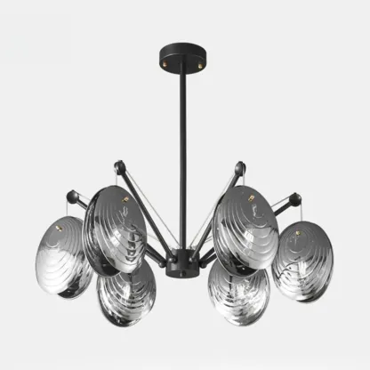 Modern Gray Metal Silver Shell Adjustable Chandeliers Image - 9