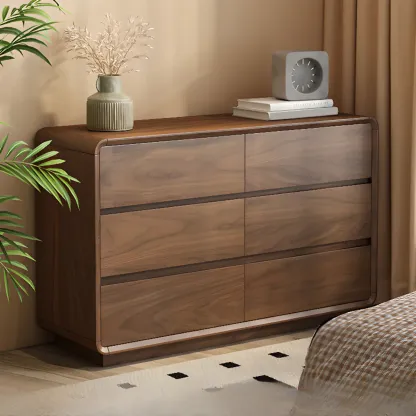 Modern Wood Dresser in Brown with 9 Drawer Storage Image - 10