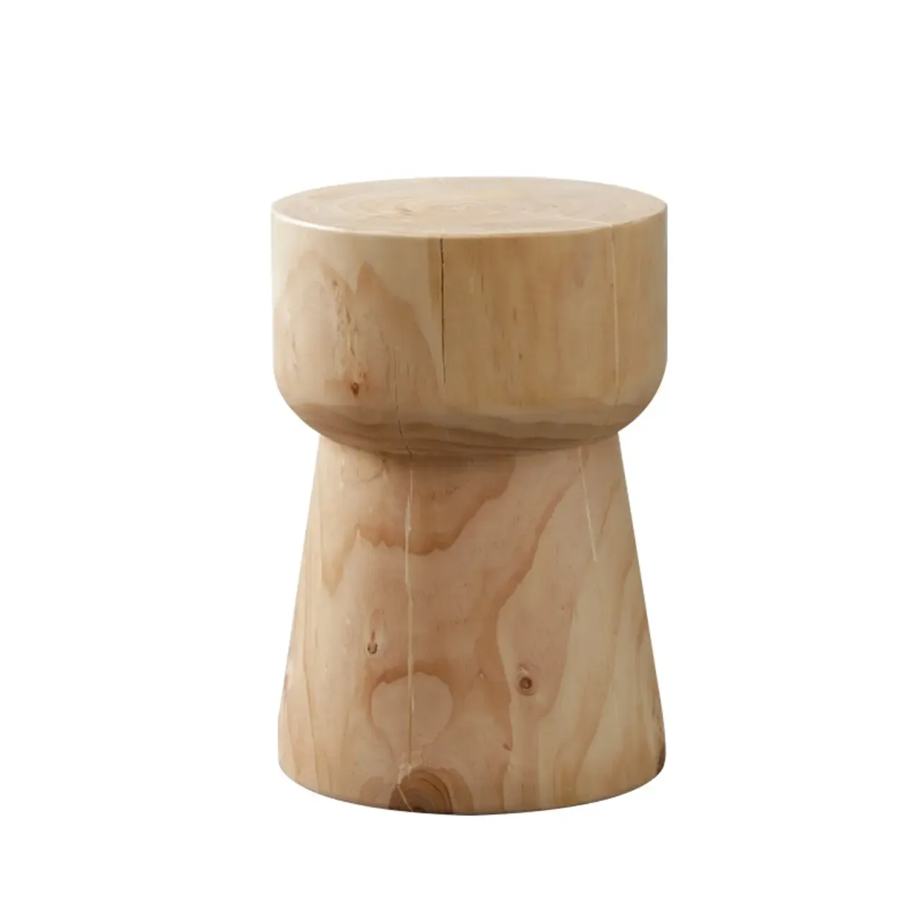 Natural Pine Small Wood Round End Table for Living Room Image - 12