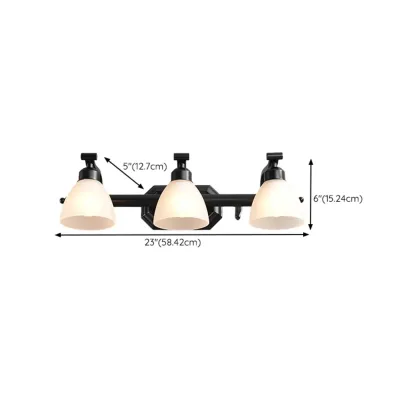 Retro Black 3 heads Vanity Light with White Glass Shades for Bathroom Image - 15